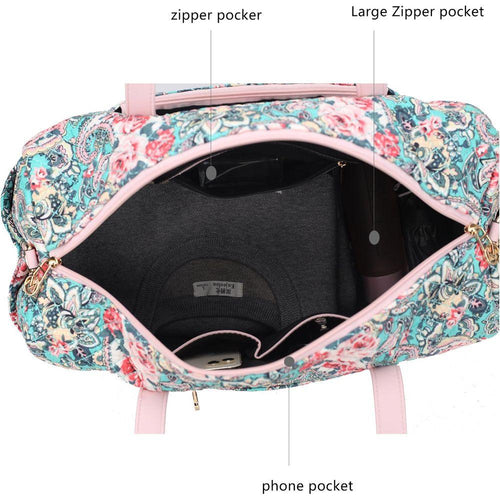 Load image into Gallery viewer, Khelani Quilted Cotton Botanical Pattern Women Duffle Bag
