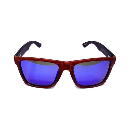 Load image into Gallery viewer, Oak Colored Frames, Bamboo Sunglasses, Blue Polarized Lenses
