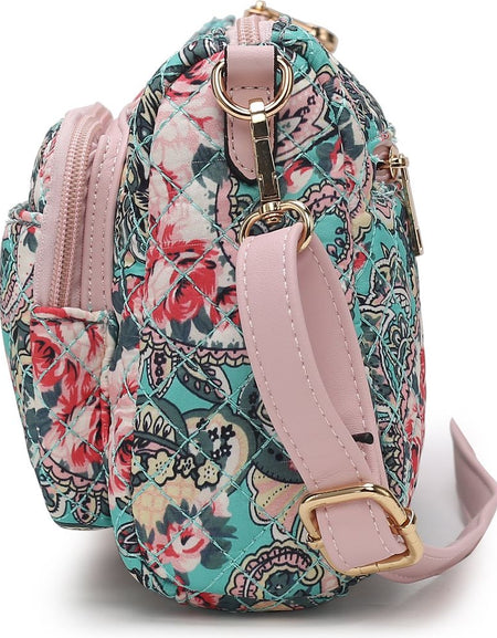 Rosalie Quilted Cotton Botanical Pattern Women Shoulder Bag