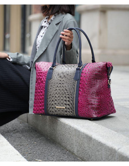 MKF Collection Raven Faux Crocodile-Embossed Duffle Bag