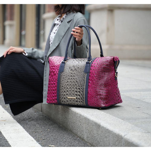 Load image into Gallery viewer, MKF Collection Raven Faux Crocodile-Embossed Duffle Bag by Mia K
