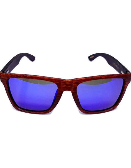 Oak Colored Frames, Bamboo Sunglasses, Blue Polarized Lenses with Case