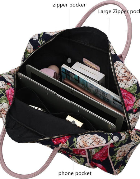 Jayla Quilted Cotton Botanical Pattern Women Duffle Bag - Elevate Your Travel Experience