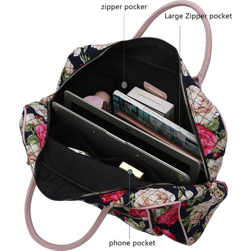 Load image into Gallery viewer, Jayla Quilted Cotton Botanical Pattern Women Duffle Bag
