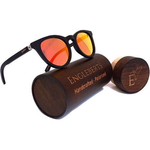 Load image into Gallery viewer, Sunset Mirror Lenses Polarized with Full Frame Black Bamboo and Case
