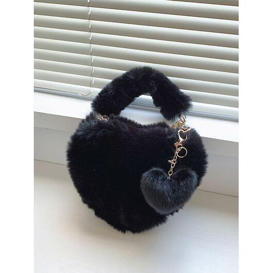 Luxurious Heart Shape Faux Fur Handbag