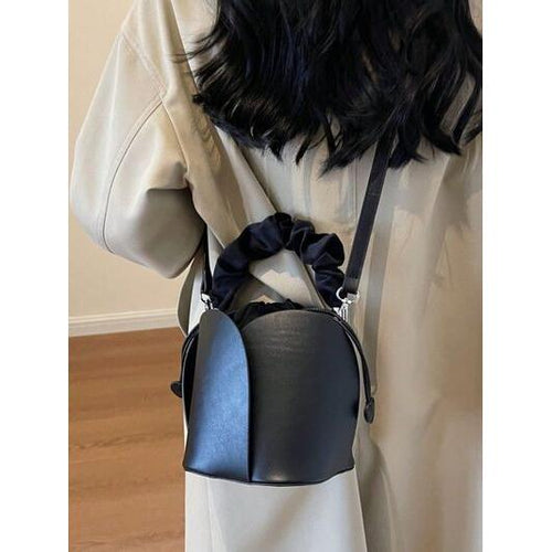 Load image into Gallery viewer, Designer Handbag: PU Leather Drawstring Bucket Bag
