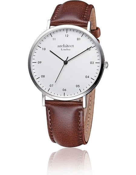 Modern Font Engraving - Men's Architect Zephyr + Walnut Strap