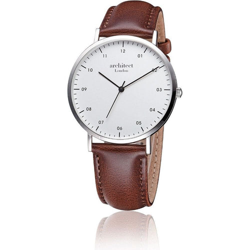 Load image into Gallery viewer, Modern Font Engraving - Men&#39;s Architect Zephyr + Walnut Strap
