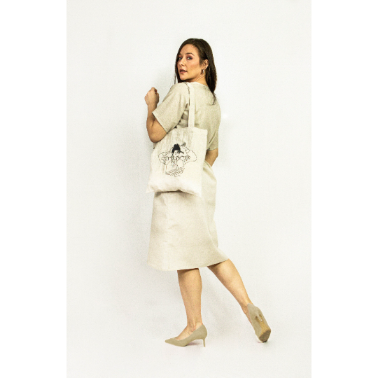 Natural Light linen tote bag with embroidery