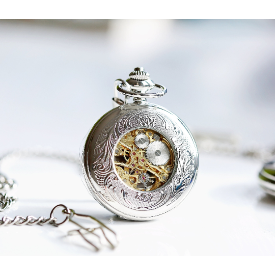 Personalised Roman Skeleton Pocket Watch