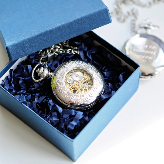 Personalised Roman Skeleton Pocket Watch