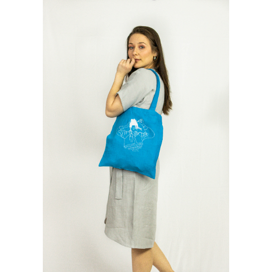 Natural Light linen tote bag with embroidery