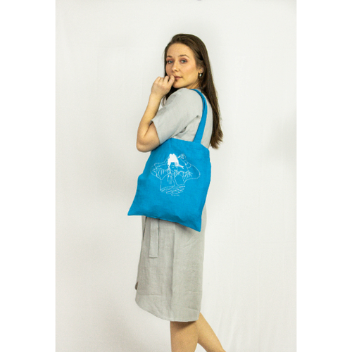 Load image into Gallery viewer, Natural Light linen tote bag with embroidery
