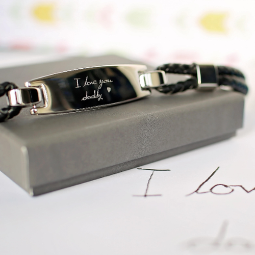 Load image into Gallery viewer, Handwriting Engraving Men&#39;s Woven Leather Bracelet
