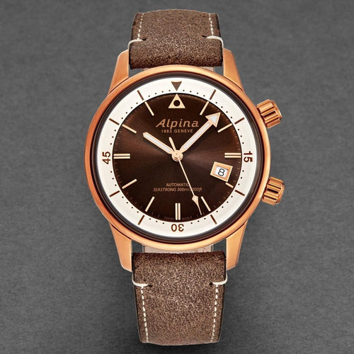 Load image into Gallery viewer, Alpina Men's AL525BRC4H4 'Seastrong' Diver Heritage Brown Dial Bronze PVD Automatic Watch
