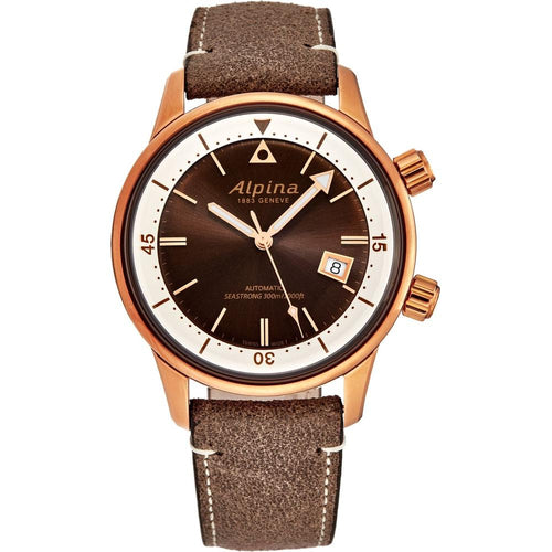 Load image into Gallery viewer, Alpina Men's AL525BRC4H4 'Seastrong' Diver Heritage Brown Dial Bronze PVD Automatic Watch

