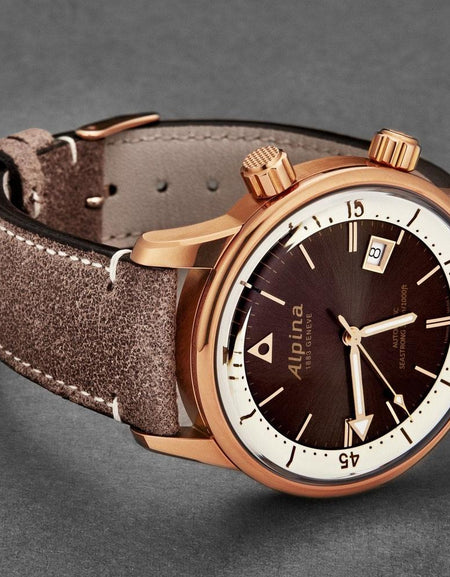Alpina Men's AL525BRC4H4 'Seastrong' Diver Heritage Brown Dial Bronze PVD Automatic Watch