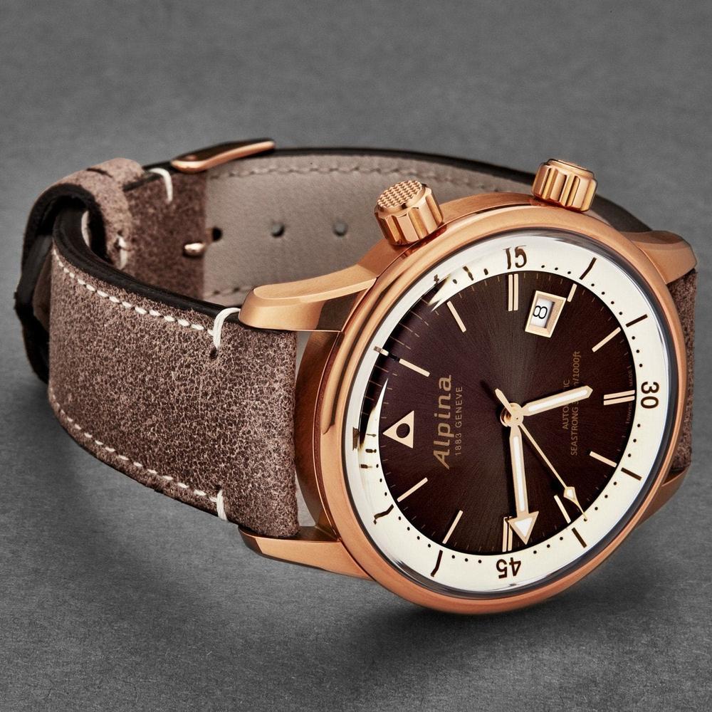 Alpina Men's AL525BRC4H4 'Seastrong' Diver Heritage Brown Dial Bronze PVD Automatic Watch Set