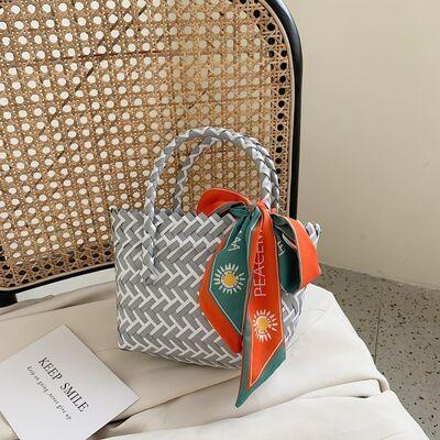 Load image into Gallery viewer, Contrast Woven Handbag with Ribbon
