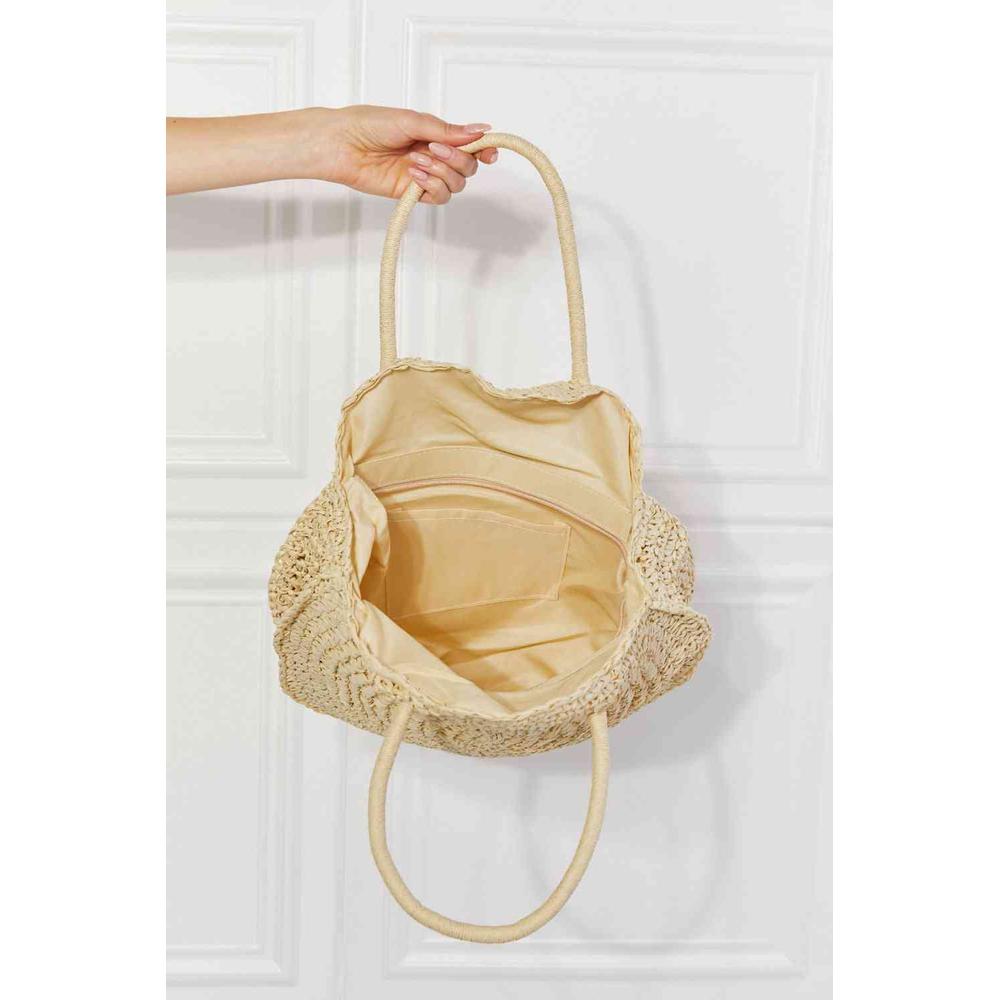 Justin Taylor Beach Date Straw Rattan Handbag in Ivory