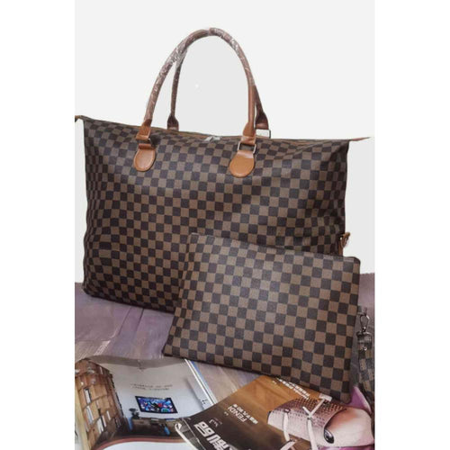 Load image into Gallery viewer, Designer Checkered Two-Piece Bag Set: Elegance Redefined
