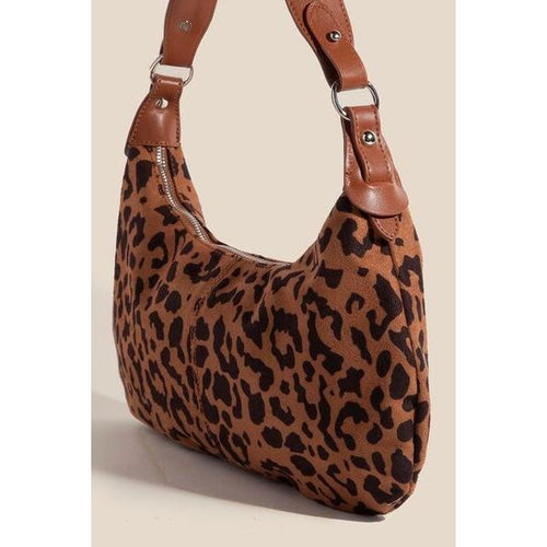 Load image into Gallery viewer, Fame Leopard Middle Stitch Zipper Handbag - A Touch of Elegance
