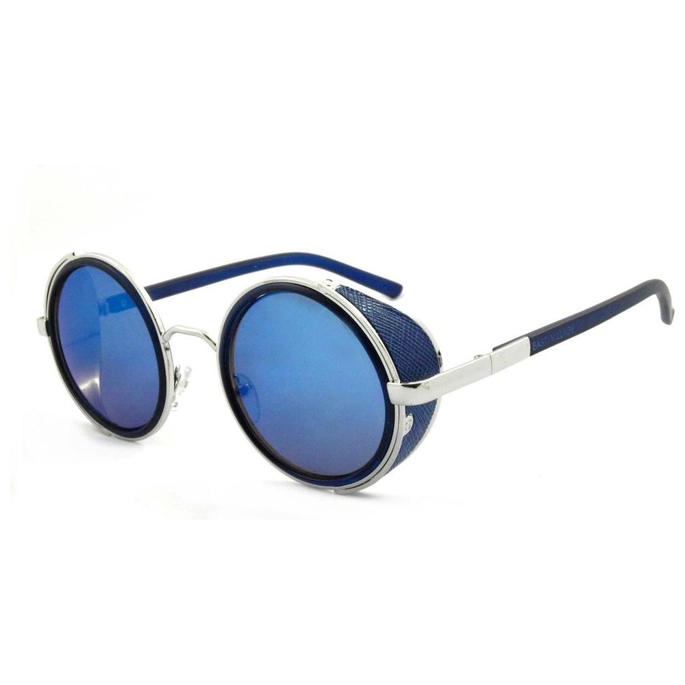 East Village 'Freeman' Round Sunglasses With Side Shield In Blue