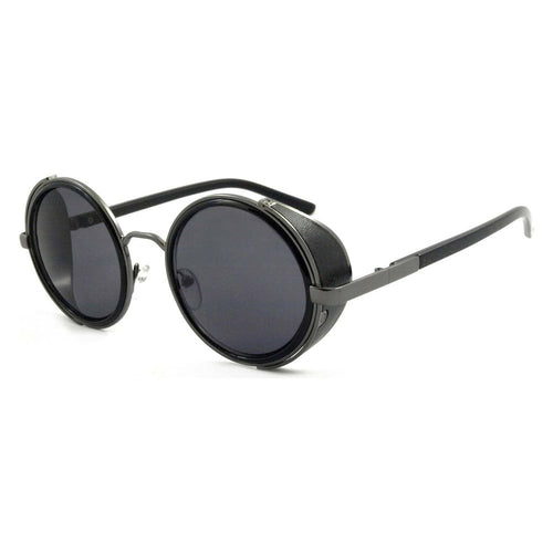 Load image into Gallery viewer, East Village &#39;Freeman&#39; Round Sunglasses With Side Shield In Black
