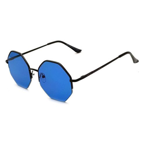 Load image into Gallery viewer, East Village &#39;Hector&#39; Hex Sunglasses Black With Blue Lens
