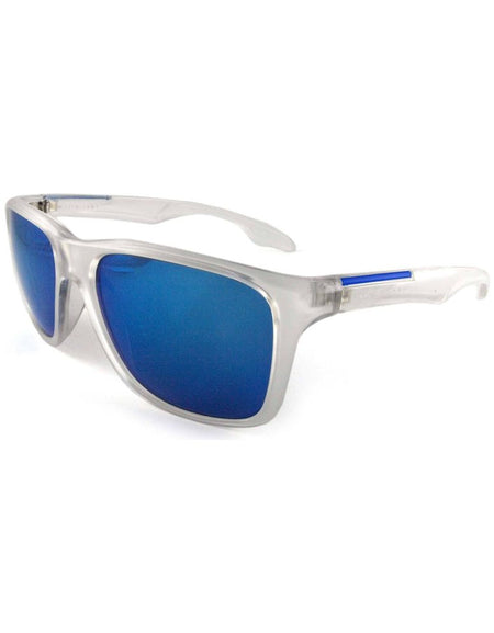 East Village Sporty 'Putney' Square Clear Sunglasses with Blue Mirror