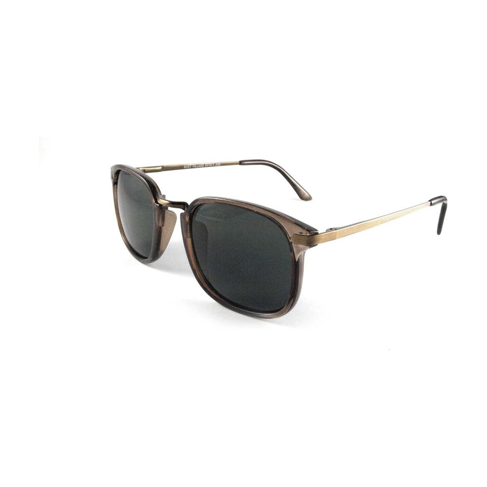 East Village Square 'Joe' Metal Bridge Crystal Brown Sunglasses