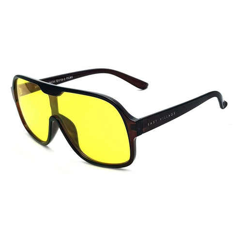 Load image into Gallery viewer, East Village &#39;Suckerpunch&#39; Sunglasses Crystal Brown With Yellow Lens
