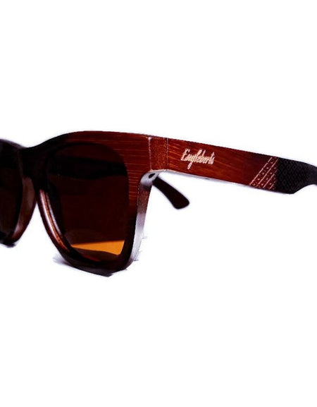 Crimson Wooden Sunglasses With Bamboo Case, Tea Polarized Lenses,