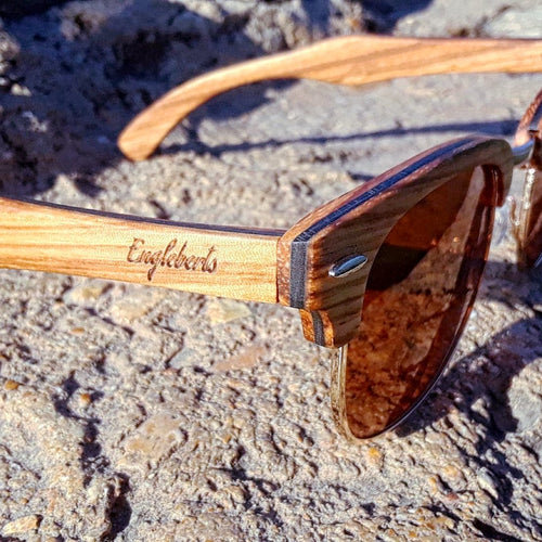 Load image into Gallery viewer, Real Ebony and ZebraWood Sunglasses With Bamboo Case, Tea Polarized
