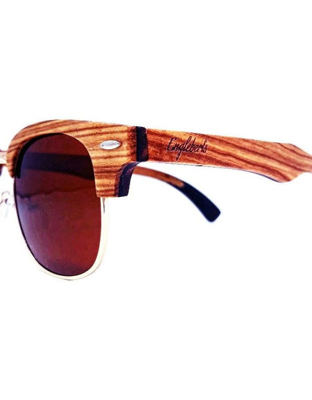 Full Wood, Half Rim Wooden Sunglasses, Tea Polarized Lenses