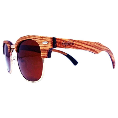 Load image into Gallery viewer, Full Wood, Half Rim Wooden Sunglasses With Bamboo Case, Tea Colored
