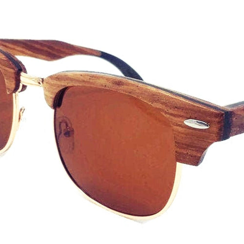 Load image into Gallery viewer, Real Ebony and ZebraWood Sunglasses With Bamboo Case, Tea Polarized
