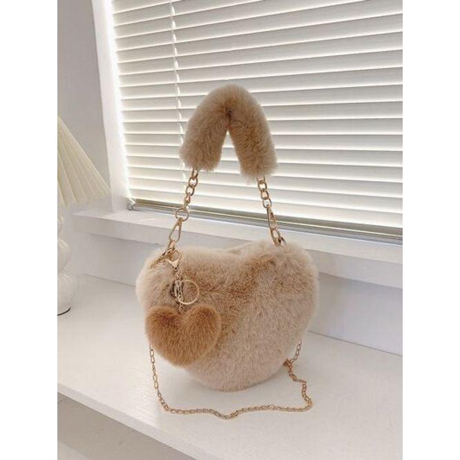 Luxurious Heart Shape Faux Fur Handbag