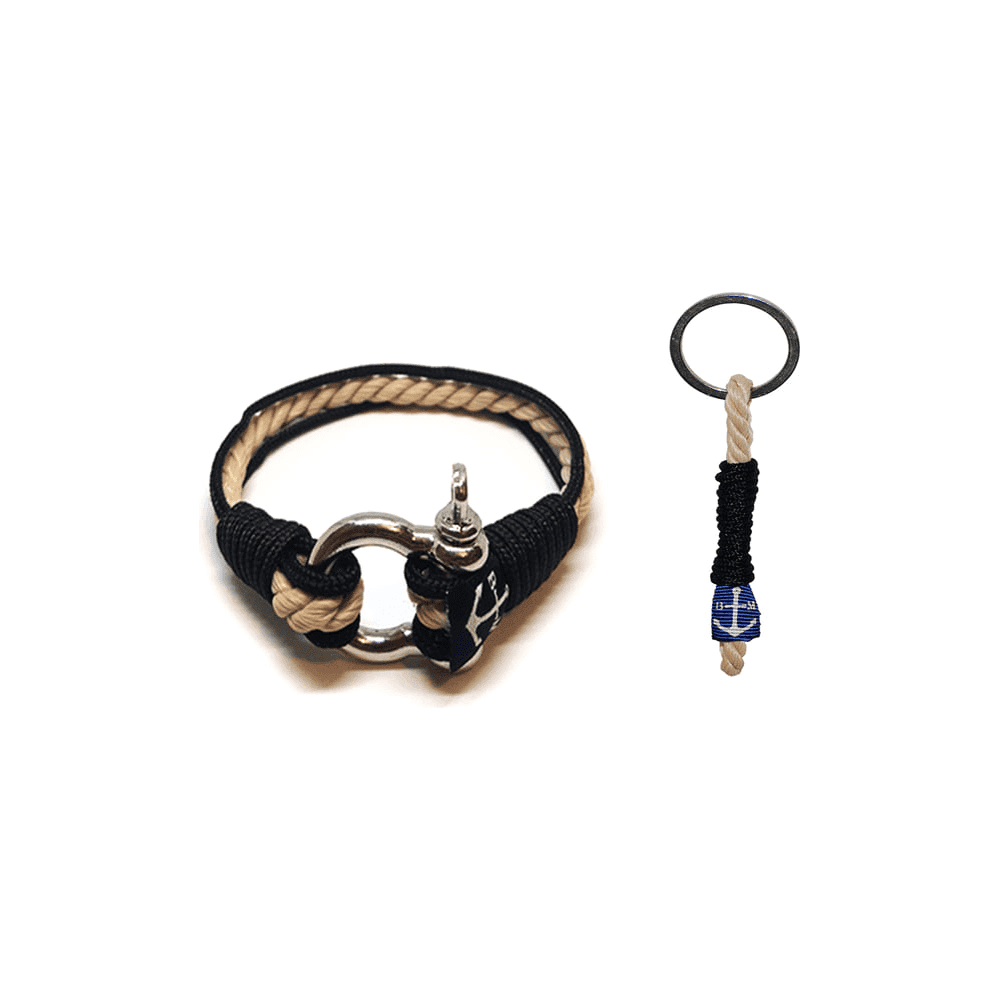 Classic-Black Nautical Bracelet & Keychain-0