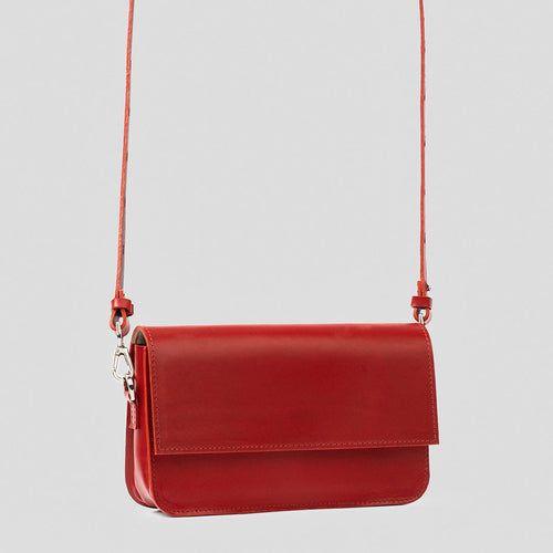 Curie Leather Shoulder Bag - Red Elegance Redefined