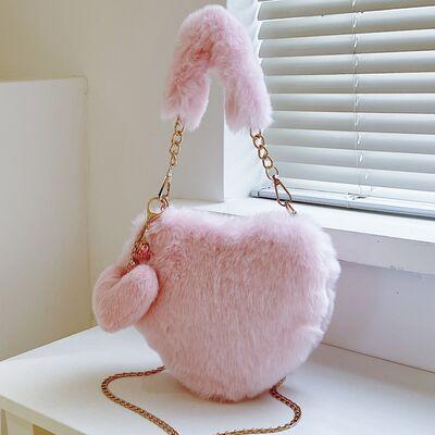 Luxurious Heart Shape Faux Fur Handbag