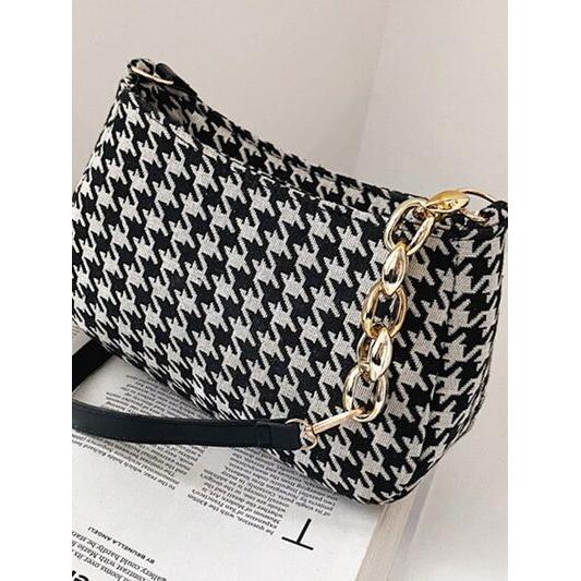 Houndstooth Polyester Handbag