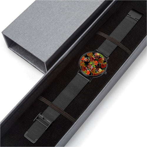 Load image into Gallery viewer, Jacki Easlick Floral Skulls Ultra-thin Stainless Steel Quartz Watch
