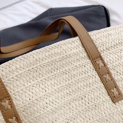 Load image into Gallery viewer, Contrast Straw Braided Handbag - A Luxurious Accessory
