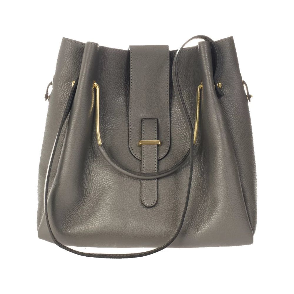 DIONE TAUPE - Exquisite Italian Grain Leather Top Handle Bag