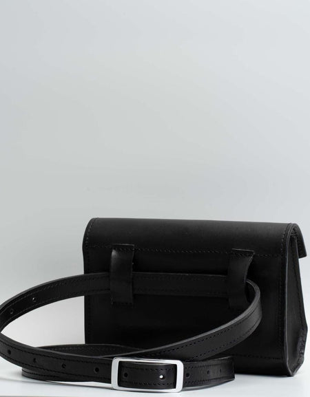 Amsterdam Black Leather Fanny Pack