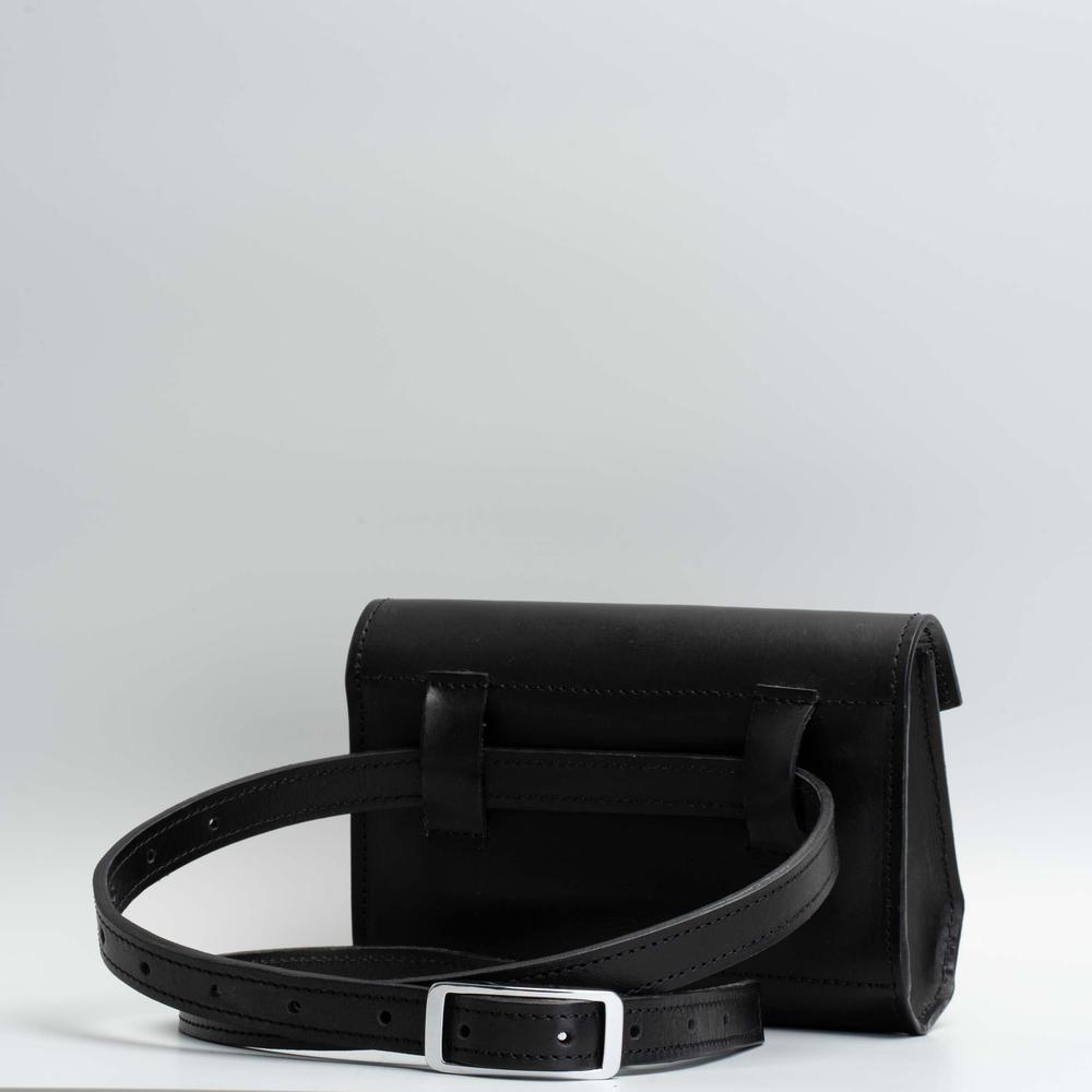 Amsterdam Black Leather Fanny Pack