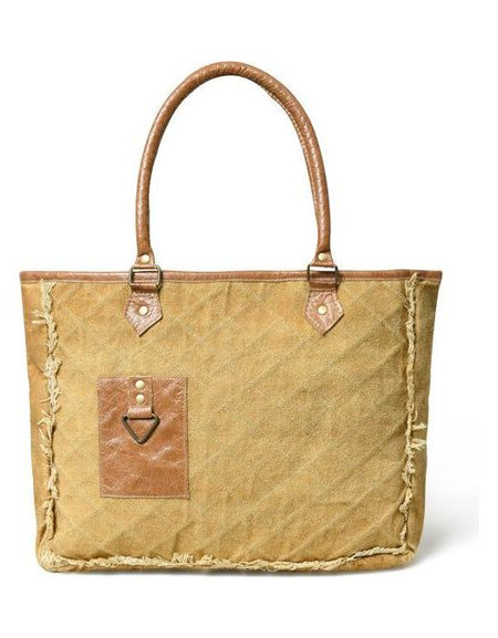Beige Boho Chic Canvas Handbag - Exquisite Elegance for the Modern Aficionado