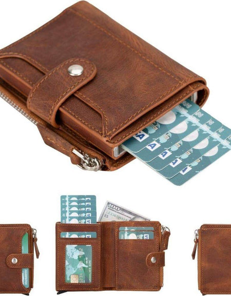 Glenrock Genuine Cowhide Leather Pop Up Card Holder Wallet-30